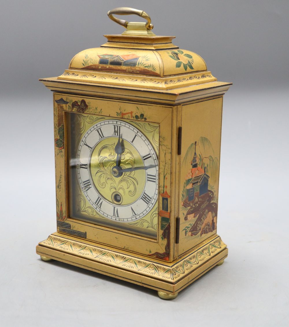 A gilt chinoiserie mantel clock, height 25cm